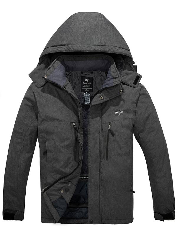 Men's Mountain Jacket Waterproof Winter Ski Coat Fleece Snowboarding Jackets Atna 012 - Dark Gray